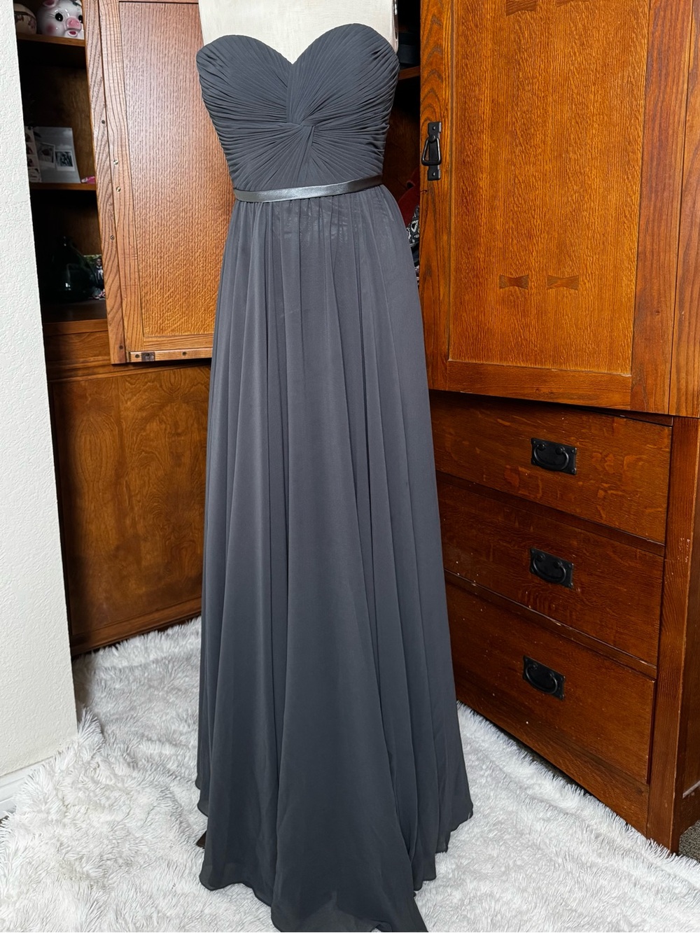 Cinderella Divine Strapless Chiffon Corset Gown Grey Size 4 Formal